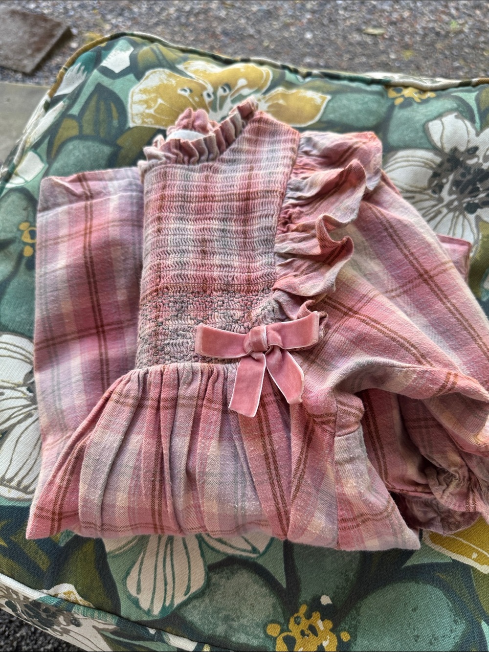 Bonnie Jean Pink Plaid Ruffle Smocked Baby Girl Dress - Picture 4 of 4